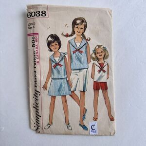 Vtg 60s Simplicity 6038 Girl’s Sailor Retro Top Skirt Shorts Sew Pattern Sz 6